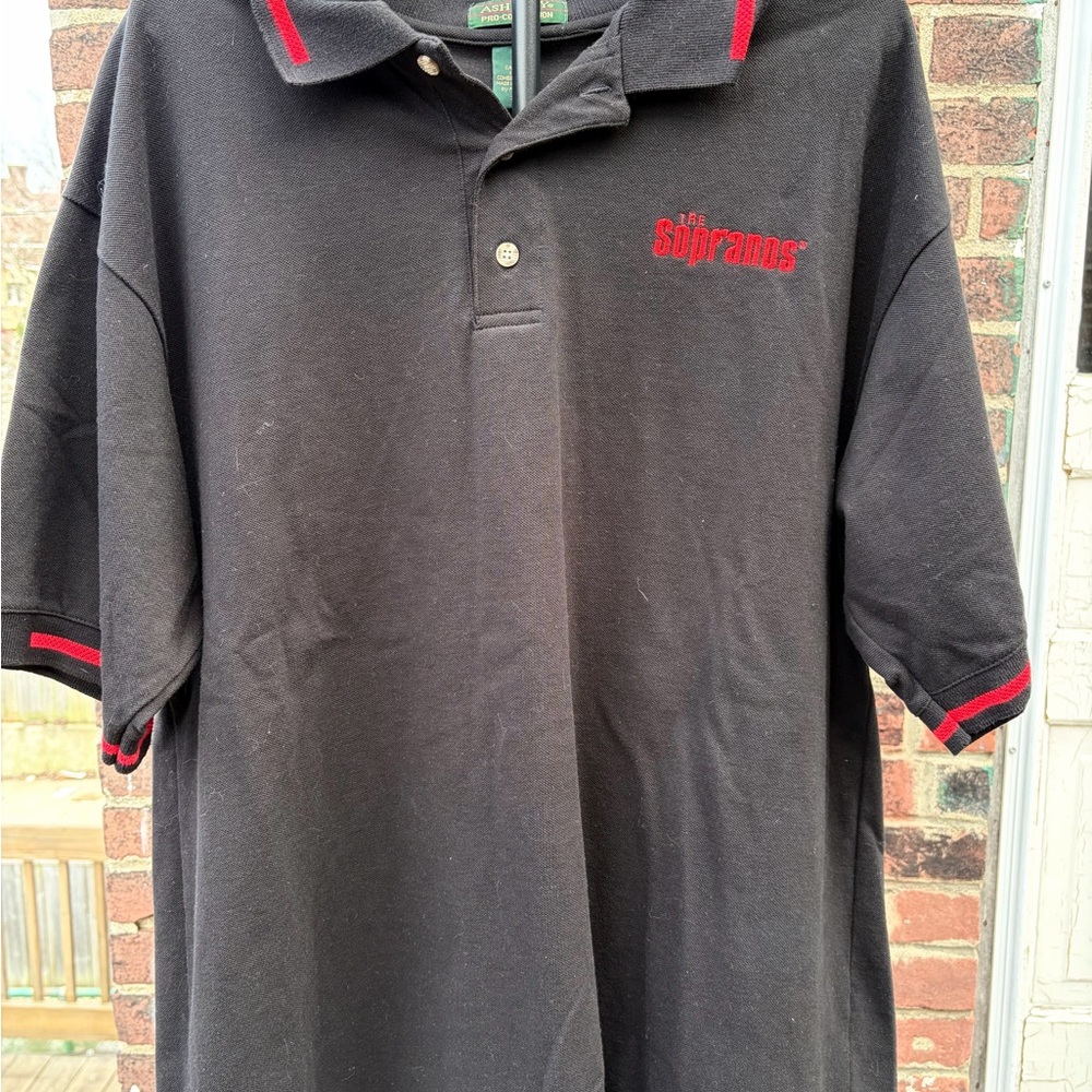 VINTAGE The Sopranos HBO Polo Shirt XXL Ash City Made In Canada Red Stripe TV